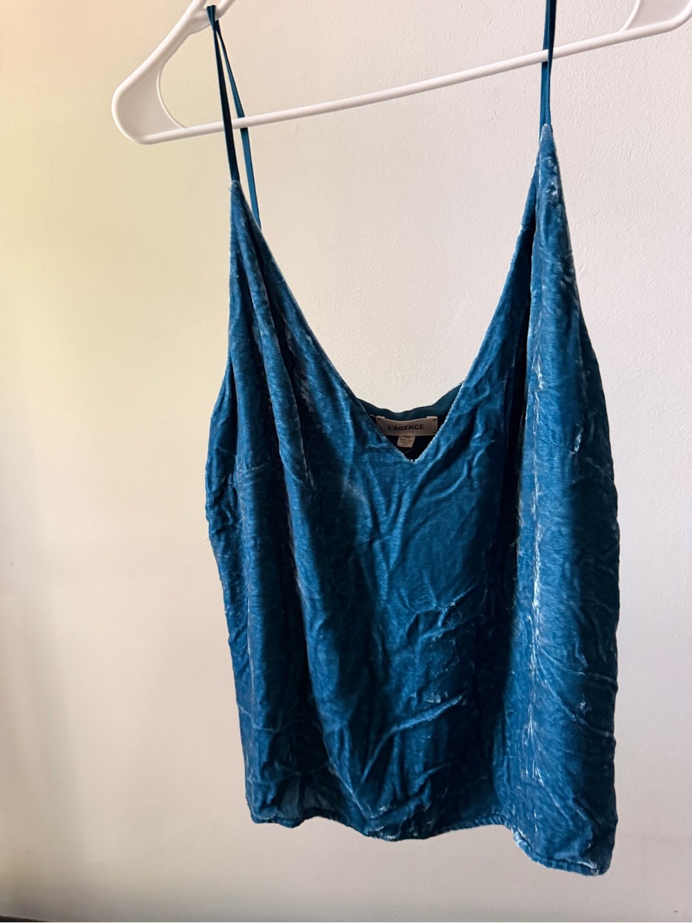 L’Agence Velvet Cami Tank Top - Teal Blue